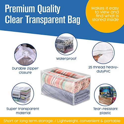 Houseables Clothes Storage Bag, Sweater Bags Moth Proof, Moth Proof Sweater Storage, Clear Zipper Organizer, Vinyl Zippered Plastic Protection, Blanket, Linen, Clothing, Quilt, Bed Sheet, 24x13, 5 PK - size: 24"x13"x12"