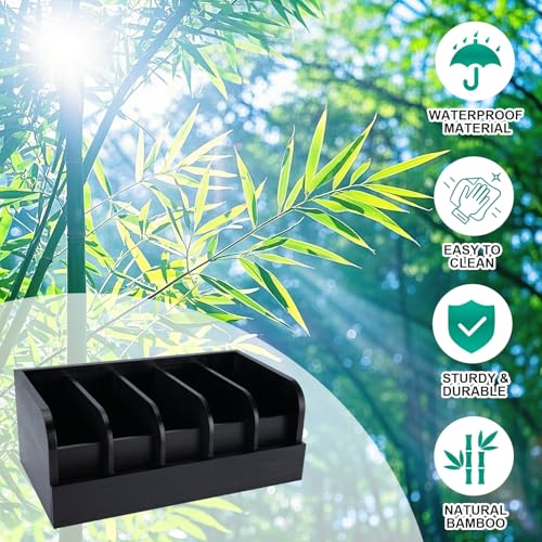 GTI Belt Organizer, 5 Compartments Belt Organizer for Closet and Drawer, Bamboo Display Case for Tie and Belt, Belt Storage Organizer for Men Women (Black) - color: Black, size: 5 Compartments