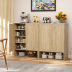 Shoe Cabinet, 5 Tier Wooden Shoe Storage Organizer Cabinet with Adjustable Shelves, Shoes Rack Accent Cabinet for Entryway Hallway Living Room, Natural - color: Natural