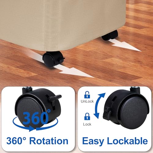 Vincona Slim Laundry Hamper with Lid and Wheels, Small Rolling Laundry Basket with Handle for Small Spaces, Tall Dirty Clothes Hampers for Dorm, Bathroom and Bedroom, 75L, Oatmeal - color: Oatmeal, size: 75L