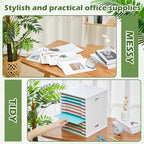 Juexica 12 Tier 8.5" x 11" Scrapbook Paper Organizer, White Cardstock File Organizer with Adjustable Shelves, Stackable Paper Trays, Desktop Storage Rack Document Holder for Desk Home Office - style: 12 Tier