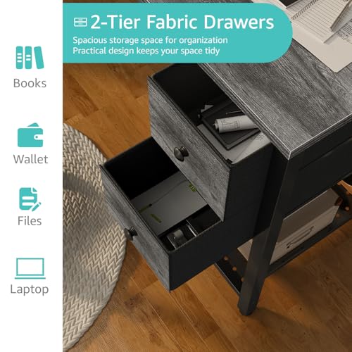 Lufeiya Computer Desk with Fabric Drawers, 40 Inch Gaming Desk for Small Space Home Office, Modern Simple Study Writing Table PC Desks for Bedroom, Gray - color: Grey, size: 40 inch