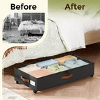 LAMU Under Bed Storage with Wheels, 2 Pack Under Bed Storage Containers with Clear Lids & Label, Rolling Under Bed Drawers for Clothes, Shoes, Blankets, Black - color: Black
