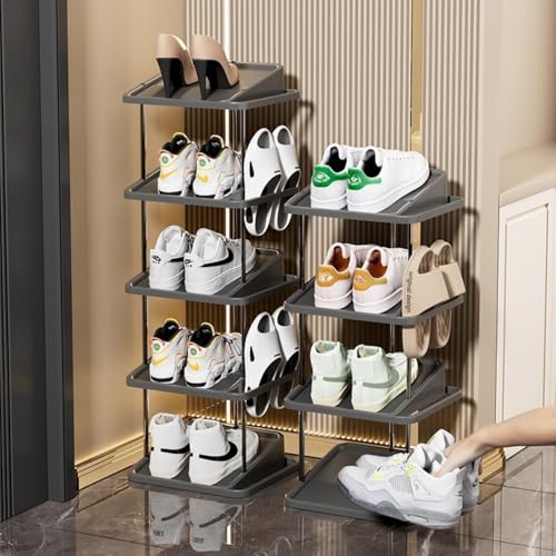 Vertical Shoe Rack, Narrow Shoe Tower for 10 Pairs, Space Saving, for Entryway, Living Room, Bedroom (Black, 7 Tiers) - color: Black, size: 7 Tiers
