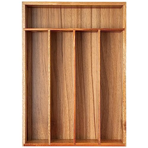 Besilord Silverware Organizer Kitchen Drawer Organizer Utensil Organizer Acacia Silverware Holder Cutlery Organizer in Drawer Flatware Organizer Tray(5 slots, Acacia - color: Acacia, size: 5 Slots