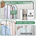 LANDNEOO 6 Pack Clear Garment Bags for Hanging Clothes with Zippers on Double Sides - 10'' Clothes Storage for Coat, Dress, and Fur in Closet - 32'' Long Suit Bags - size: 32 inch