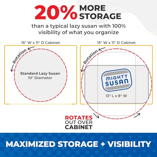 Mighty Susan 2-Tier Lazy Susan Pantry Organizer – Steel Reinforced Turntable for Kitchen Cabinets & Pantry Storage – Heavy-Duty Can Organizer Holds Up to 30 lbs – Rotates 360° – Includes 2 Bonus Bins - size: Mighty Susan 2-Tiered