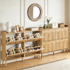 Bifins Shoe Storage Cabinet with 4 Wavy Fluted Flip Drawers, Modern 47.2” Wide Hidden Narrow Shoe Rack Cabinet for Entryway Foyer Hallway (Natural Oak 4 Drawer) - color: Natural Oak 4 Drawer