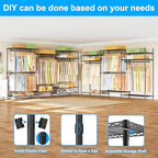 Ulif E13 Max Heavy Duty Clothes Rack（With 4 Hanger Rods & 8 Shelves） Freestanding Clothing Racks for Hanging Clothes，Adjustable Closet，Metal Garment Rack 86" W x16 D x77 H，Max Load 1100LBS，Black - color: Black, size: E13 Max