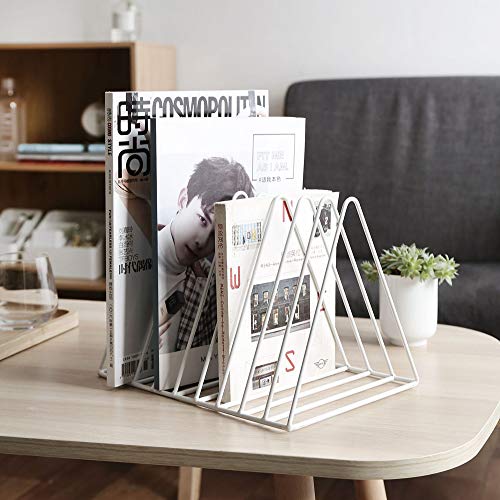 Sooyee 9 Slot White Magazine Holder,Desktop File Sorter Organizer Triangle Bookshelf Decor Home Office - color: White