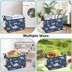 FANKANG Storage Bins, Nursery Hamper Canvas Laundry Basket Foldable with Waterproof PE Coating Large Storage Baskets for Kids Boys and Girls, Office, Bedroom, Clothes,Toys(Rec-Blue dinosaur） - color: Rec-Blue dinosaur