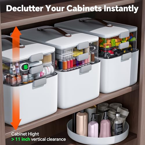 CTIME 3-Tier Medicine Organizer with Pill Case - Portable Pill Case & Empty First Aid Kit for Home, Travel, RV, School, Dorm, Ideal Elderly, Father Gift - size: 3 Tier Medicine Organizer Set