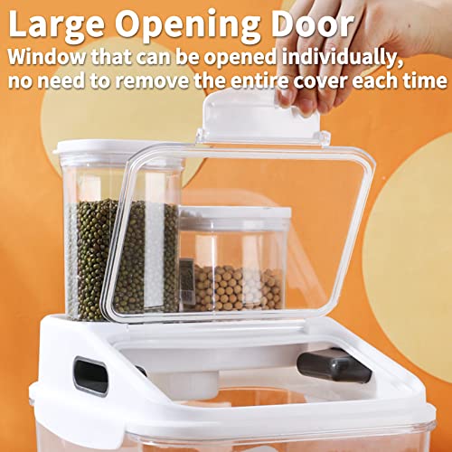 Fhiny 5.5LB Dog Food Storage Container, Airtight Pet Treat Bin Translucent Dry Food Grain Storage Barrels Sealed Bucket Moisture-Proof Plastic Cat Puppy Food Bin with Seal Locking Lid Keep Fresh - size: M:11.4"L x 7.8"W x 7.2"H