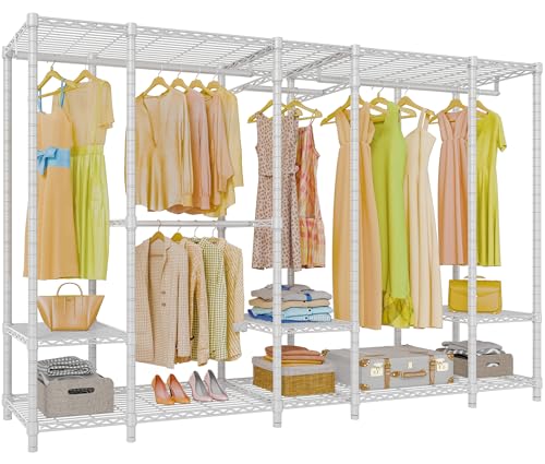 VIPEK V50 Closet Organizer System, Extra Large Heavy Duty Wardrobe Closet with Adjustable Shelves, Freestanding Clothing Rack for Bedroom, Walk-in Closet, Apartment, 1300 lbs Capacity, White - color: White