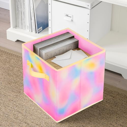 PowerKing Collapsible Storage Cubes with Handles, Fabric Foldable Bins for Closet Shelves, Durable Organization Storage Bins, 10.5'' x 11'' x 10.5'' (2Pack, Rhyme Color) - color: Rhyme Color, size: 2Pack