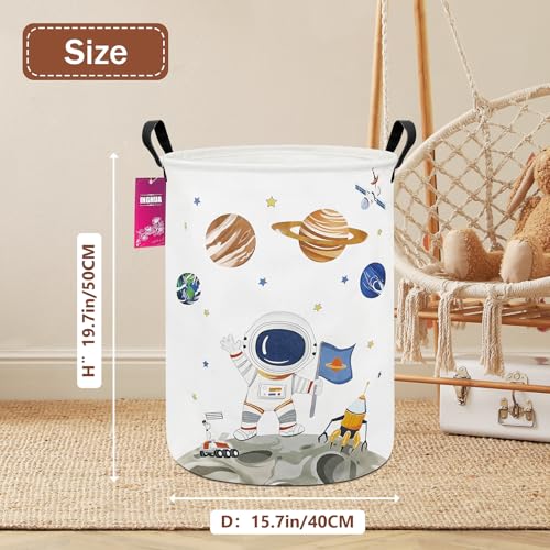 Laundry Hamper Large Canvas Fabric Lightweight Storage Basket/Toy Organizer/Dirty Clothes Collapsible Waterproof for College Dorms, Boys and Girls Bedroom,Bathroom(Space astronaut) - color: Space astronaut