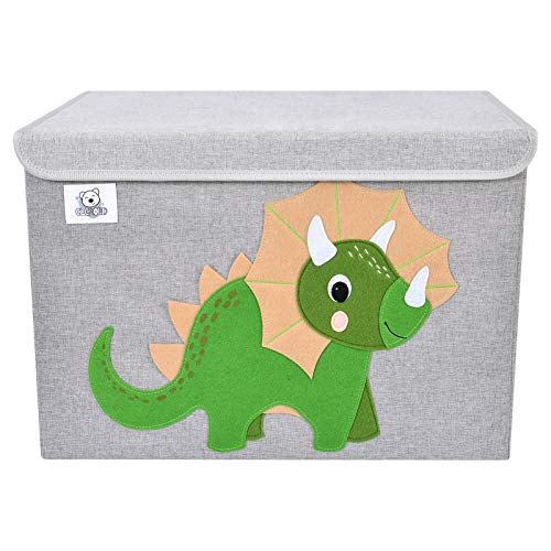 CLCROBD Foldable Large Kids Toy Chest with Flip-Top Lid, Collapsible Fabric Animal Toy Storage Organizer/Bin/Box/Basket/Trunk for Toddler, Children and Baby Nursery (Triceratops) - color: Triceratops