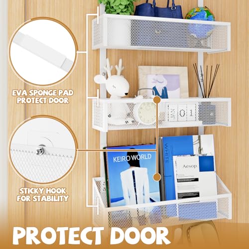 Kaiferty Over The Door Hooks Organizer, Coat Rack Over The Door Storage Hanger Towel Rack, Back of Door Storage Organizer for Bathroom,Bedroom,Kitchen,Office (White, 4-Tier) - color: White, size: 4-Tier