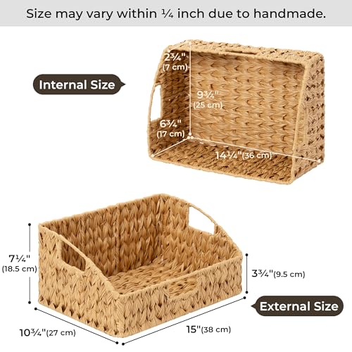 GRANNY SAYS Wicker Storage Basket for Shelves, Large Wicker Basket with Handles, Trapezoid Woven Baskets for Storage, Decorative Baskets for Home Decor, Natural - color: Natural, size: 10¾"D x 15"W x 7¼"H