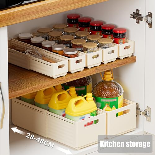 Foldable Storage Bins, 2 Pack Plastic Expandable Boxes for Organizing, Adjustable from 11-18.8" Drawer Organizers Separators Dividers for Bedroom Kitchen Utensils Tools Closet, Large - color: Large