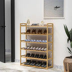6-Tier Bamboo Shoe Rack, Free Standing Shoe Racks for Entryway & Closet, Holds up to 18-24 Pairs of Shoes 26.8" x 37.4" x 9.1" - size: 6-Tier-A