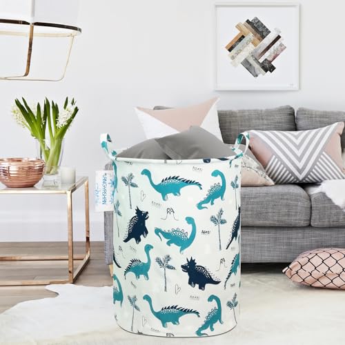 LANGYASHAN Laundry Basket Canvas Fabric Collapsible Organizer Basket for Storage Bin Toy Bins Gift Baskets Bedroom Clothes Children Nursery Hamper (Full dinosaur) - color: Full Dinosaur