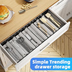 Simple Trending Silverware Drawer Organizer, 8 Pack Utensil Organizer for Kitchen Drawers, Metal Storage for Spoons Forks Knives (12.2 * 3.2 * 2.1 Inches, Black)