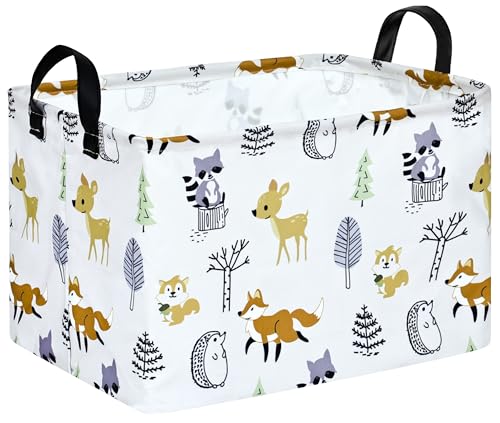 Baby Hamper Girls Storage Basket Collapsible Canvas Women Organizer Bin Gift Shelf Baskets for Home and Outdoor Room Decor - color: animal