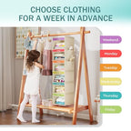 YOUDENOVA 6-Shelf Weekly Hanging Closet Organizer, Weekly Clothes Organizers for Kids with 2 Side Pockets, Beige - color: Beige