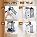 Wonderjune Foldable Disposable Shoe Cover Box Dispenser Fabric Storage Bin Holder with Used Shoe Covers and Welcome Please or Remove Sign for Open House Supplies(Gray, Beige) - color: Gray, Beige