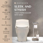 Day Moon™ - Toilet Paper Holder - Modern Roll Holder for Bathroom - 1 Pack - Free Standing - with Shelf, Brushed Nickel - color: Brushed Nickel, size: Free Standing 1 Pack