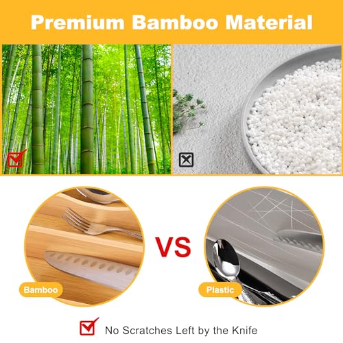 Kitchen Bamboo Silverware Organizer, Kitchen Drawer Organizer - Utensil Holder and Cutlery Tray with Grooved Drawer Dividers for Flatware 7 Slot, Natural - color: Natural, size: 7 Slots