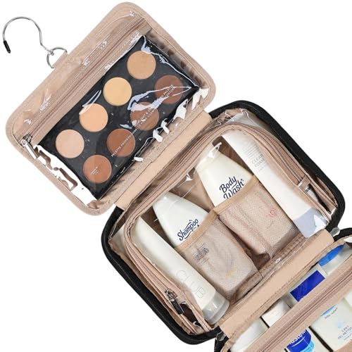 NISHEL Travel Toiletry Bag for Women, Makeup Essentials Organizer, Hanging Case for Accessories, Cosmetics, Medium Size, Black - color: Black, size: Medium