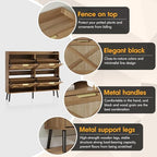 Maupvit Large Shoe Storage Cabinet with 4 Flip Drawers, Narrow Shoe Cabinet for Entryway with Wooden Legs, Freestanding Hidden Shoe Rack Organizer ＆ Metal Hinges, Rustic Oak Rattan - color: Rustic Oak Rattan, style: 4-Drawers