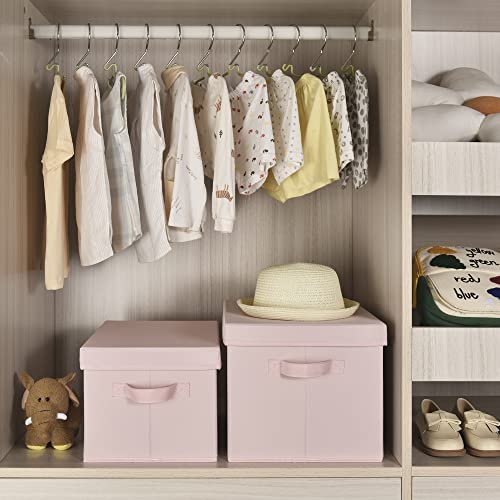 GRANNY SAYS Pink Storage Bins with Lids, Barbie Storage Organizer, Doll Toy Boxes, Stackable Fabric Storage Baskets for Closet, Baby Room, Nursery, 3-Pack - color: Pink, size: Medium
