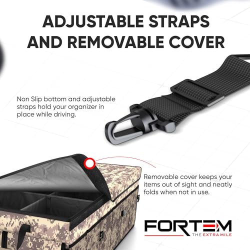 FORTEM Trunk Organizer For SUV Car Trunk Organizer, Foldable Storage, Car Accessories for Women Men, Collapsible Bag, Perfect Christmas Gifts, 600D Oxford, Non Slip Bottom, Straps, Soft Cover (85L) - color: Desert Camo, size: XL (85L)