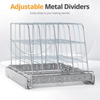 Pull Out Cabinet Organizer for Cutting Board, Cookie Sheet, Baking Sheet, Stainless Steel Sliding Rack for Bakeware & Trays, Heavy-Duty Cutting Board Organizer (12.9” x 16.5” (32.6 x 41.8 cm)) - style: 12.9”W x 16.5”D (32.6 x 41.8 cm)