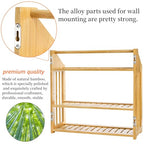 Goaste Bamboo Over The Toilet Storage Shelf, 3-Tier Wall Mounted Bamboo Rack Organizer, Floating Rack with Hanging Rod, Free Standing Shower Shelf with Adjustable Layer for Kitchen, Bathroom, Home