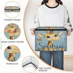 Custom Storage Basket with Name, Personalized Storage Bins with Zipper Lid, Foldable Fabric Storage Box Large capacity with Handle Butterfly Giraffe - color: Option 21