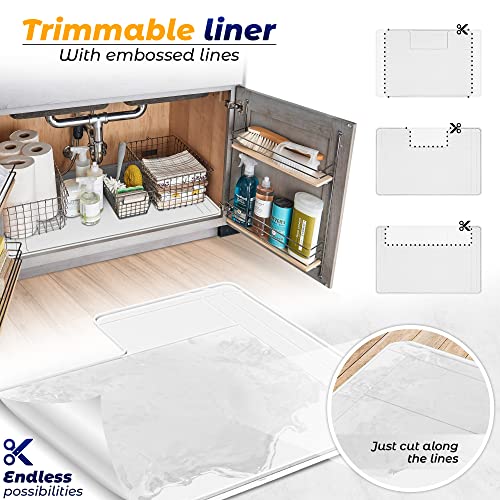 The Original Under Sink Mat - Silicone Waterproof mat, Trimmable, Easy to Clean, Kitchen cabinet liner, Under sink protector mats, Drip Tray with Lip - 34" x 22" or smaller - color: White, size: 34" x 22"
