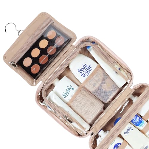 NISHEL Travel Toiletry Bag for Women, Makeup Essentials Organizer, Hanging Case for Accessories, Cosmetics, Large Size, Pink - color: Pink, size: Large