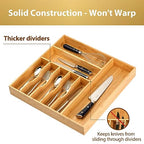 Umilife Large Kitchen Drawer Organizer, 19"x19" Silverware Utensils Organizer, 2.5" High for Large Deep Drawers, Bamboo Flatware Holder with Thick Frames, Sturdy Kitchen Organization Tray - size: 19 x 19 inch (8 Slots)