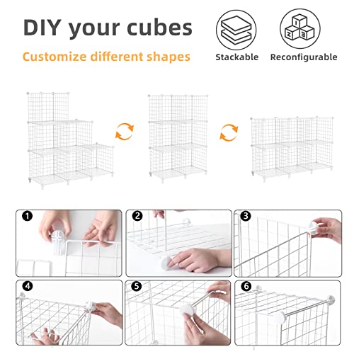 AWTATOS Wire Cube Storage Organizer, Closet Organizers and Storage, Metal 6 Cube Storage Shelves Bookshelf, Portable Closet Clothes Organizer for Bedroom, Home, Office, White - color: White, size: 6 Cube(30x30cm)