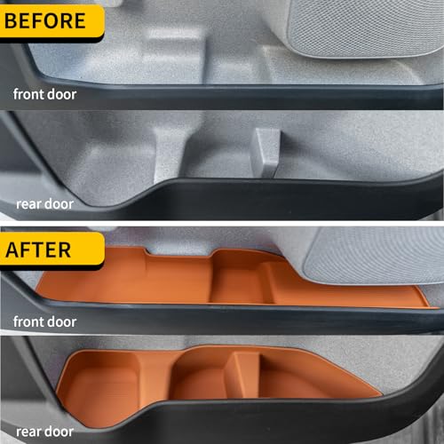 Door Side Storage Tray Compatible with 2022-2025 (No for 2026) Ford Maverick Side Door Storage Box Door Organizer Phone Pocket Silicone Front & Rear 4PCS Maverick Accessories (Light Orange) - color: Light Orange