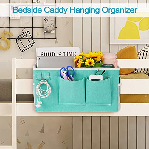 Loghot Bedside Caddy/Bedside Storage Bag Hanging Organizer for Bunk and Hospital Beds,Dorm Rooms Bed Rails,Can be Placed Glasses,Books,Mobile Phones,Keys (Green) - color: 1pc Light Blue
