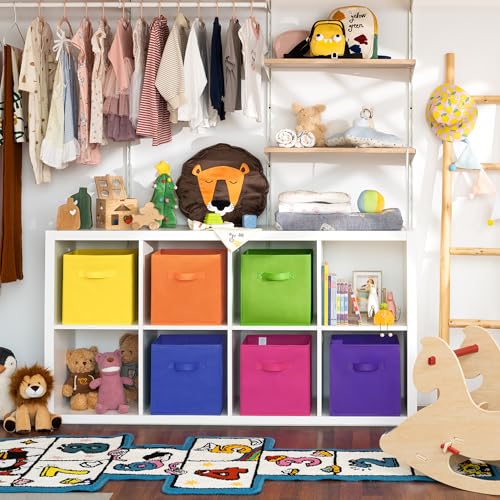 GRANNY SAYS 11 Inch Cube Storage Bins, Colorful Cube Storage Organizer, Fabric Storage Bins, Storage Cubes for Shelves, Closet, Toy Storage Bins for Kids Room, Play Room, Rainbow, 6-Pack - color: Rainbow, size: 11 Inch-6 Pack