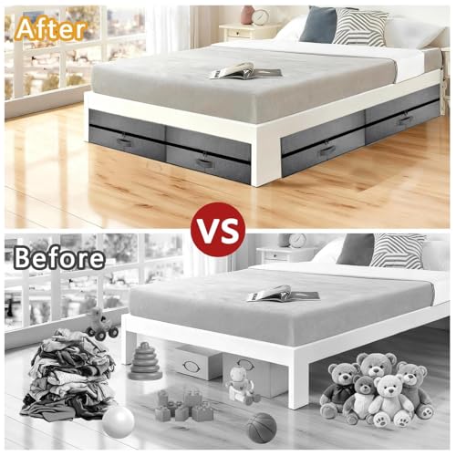 Under Bed Storage with Wheels, 2 Pack 75L Underbed Large Storage Bins with Lid, Adjustable Rolling Storage Containers for Clothes, Shoes, Blankets
