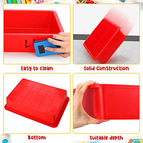 Hoteam 10 Pcs Flat Storage Organizer Tray Bin Paper Tray for Classroom Plastic Stackable File Organizer for School Office Teacher Book Organization(Red,13.78 x 9.84 x 3.15 Inch) - color: Red, size: 13.78 x 9.84 x 3.15 Inch