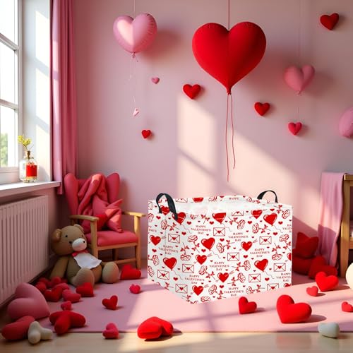 HIYAGON Rectangular Valentines Basket Fabric Storage Bin Storage Boxes Collapsible Storage Basket for Clothes Books Shelves Basket(Envelope Rose) - color: Envelope Rose