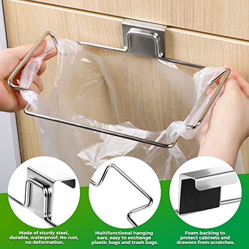 HNYYZL Trash Bag Holder,2 Pack Trash Bag Holder for Cabinet Door and Cupboards,Stainless Steel,Plastic Bag Holder Under Sink,Use for Kitchen,Bathroom,Camper,Rv - color: Silver